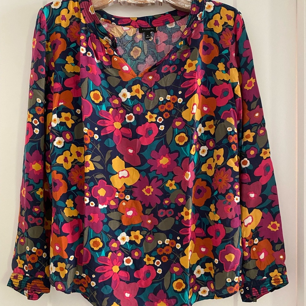Talbots Vibrant Floral Blouse - Multicolor